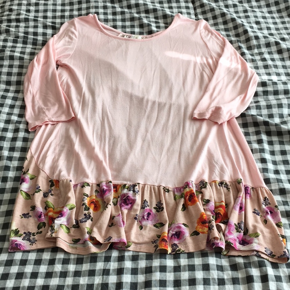Pink Floral 3/4 Sleeve Shirt/Nightie