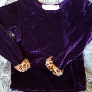 NWOT Girls Greggy Girl Velour Top w/ Faux Fur