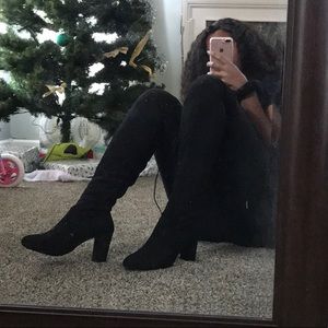Suede knee high boots
