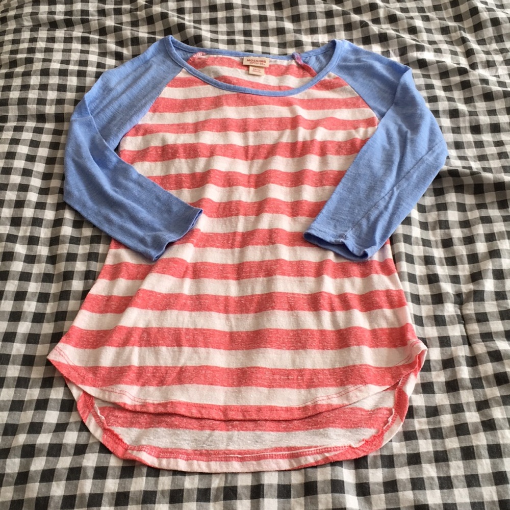Pink Striped 3/4 Sleeve Shirt