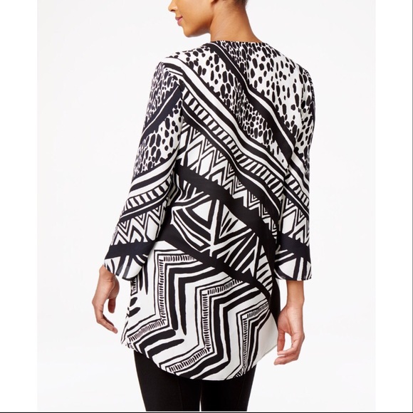 JM Collection Petite Printed Draped Cardigan - Picture 2 of 6