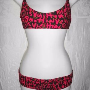 LOUIS VUITTON Pink Graffiti Monogram Bikini 38 S 4