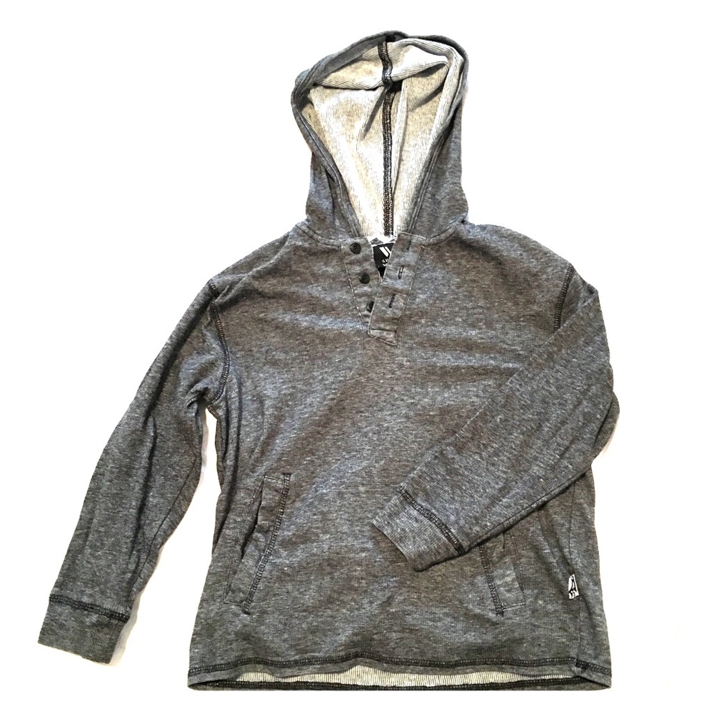 Shaun White b&w striped hooded long sleeve shirt S