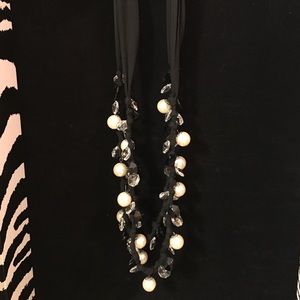 Jewelry - Pearl and black ribbon necklace Jewelry - Pearl and black ribbon necklace