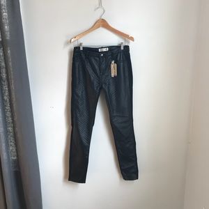 NWT! Faux leather quilted jeans