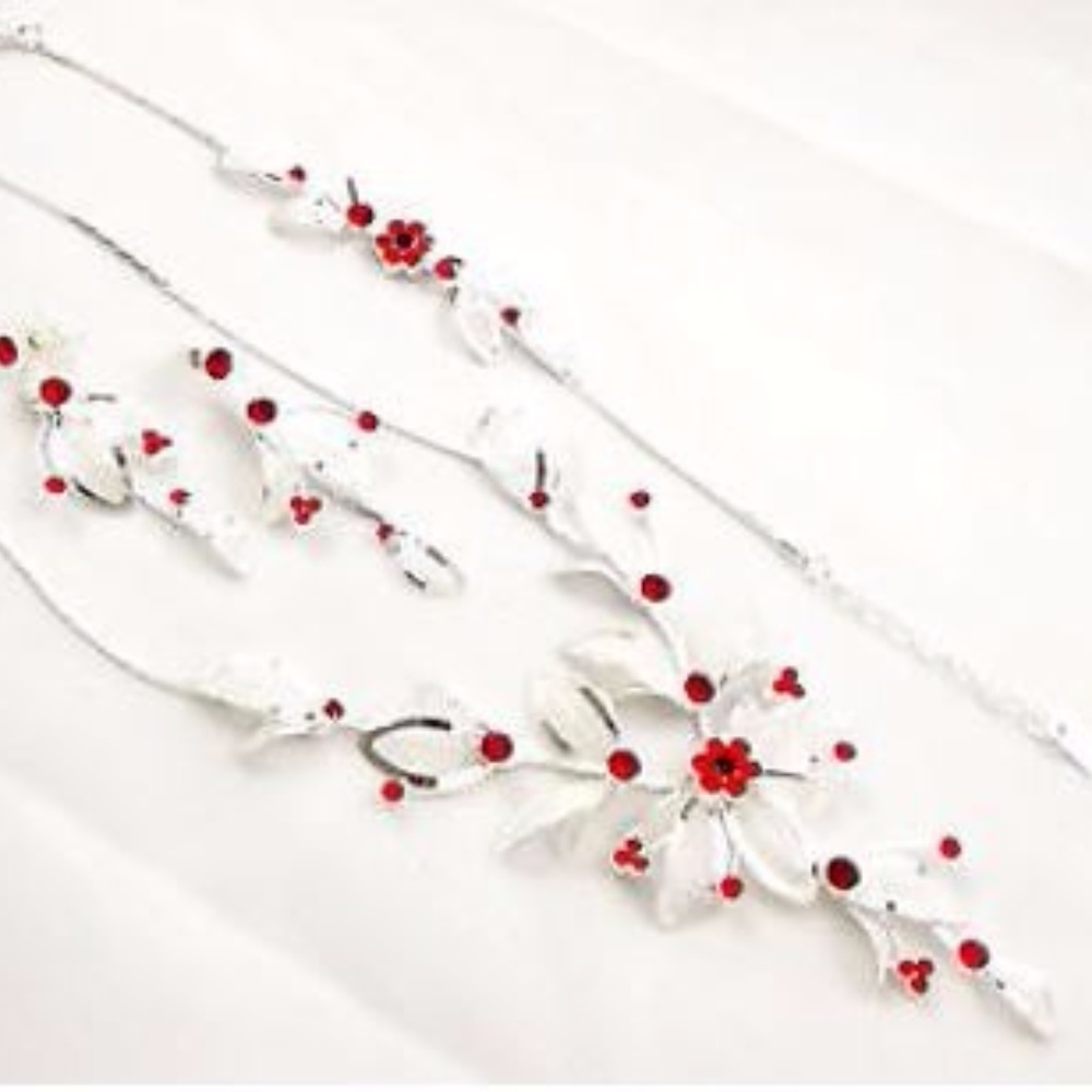 NWOT Red Rhinestone Jewelry with Bracelet