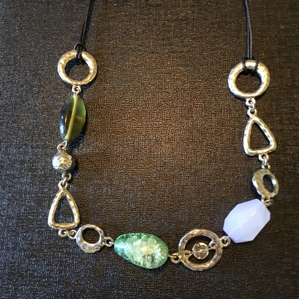 Multi-colored green and blue stone necklace