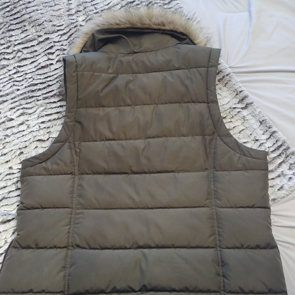 Maurices Olive Vest with Fur
