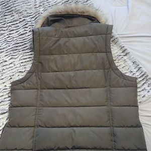 Maurices Olive Vest with Fur