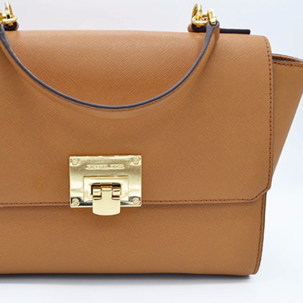 Michael Kors Tina MD Satchel Acorn Brown NWT