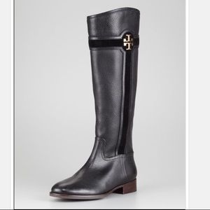 TORY BURCH ALAINA Black Leather Riding Boot