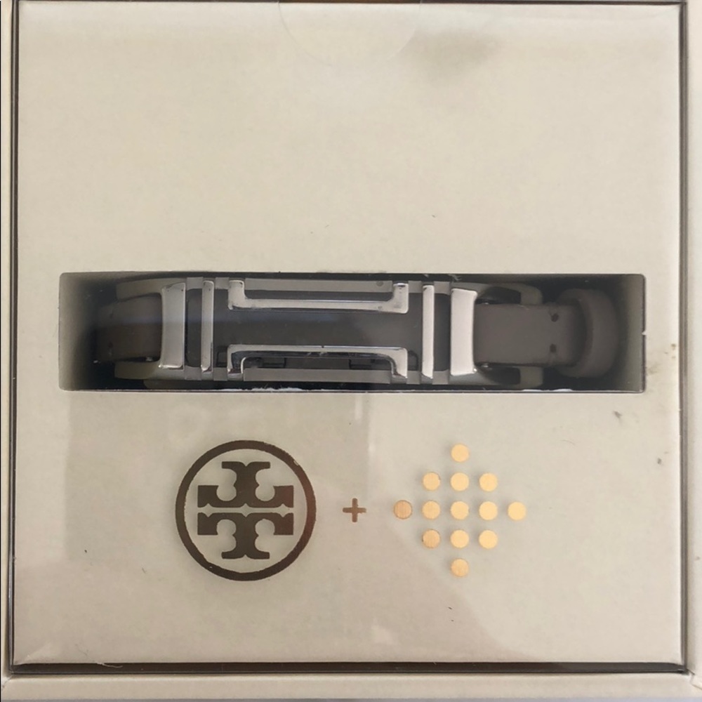 Tory Burch Silver Leather FitBit Bracelet