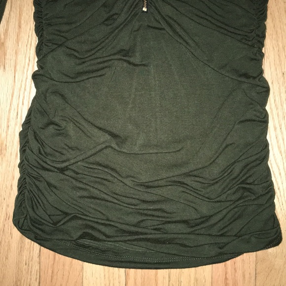 Stretchy khaki tunic with zipper front - Picture 3 of 5