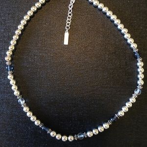 Napier silver and blue beaded necklace