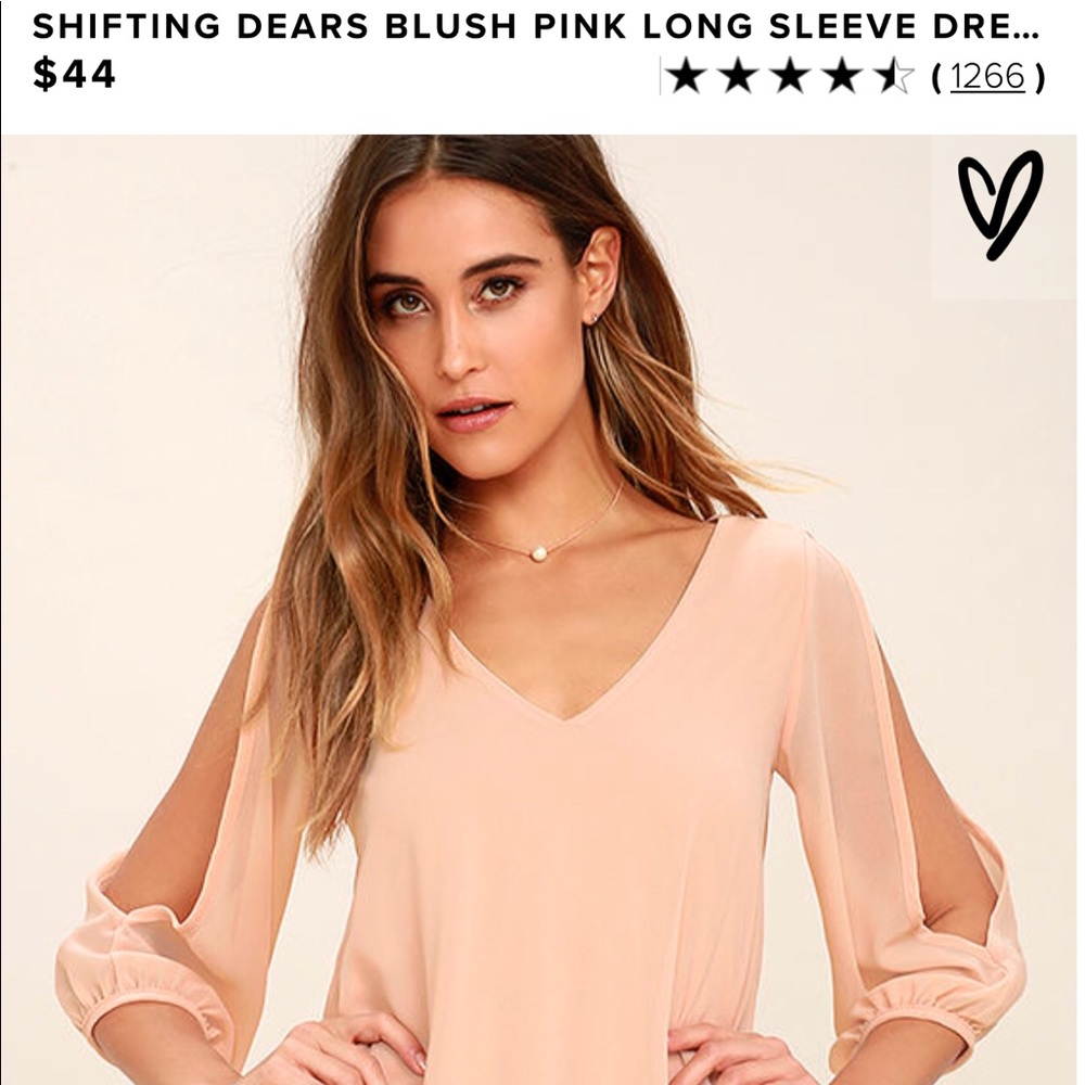 Lulu’s Blush Long Sleeve Shift Dress