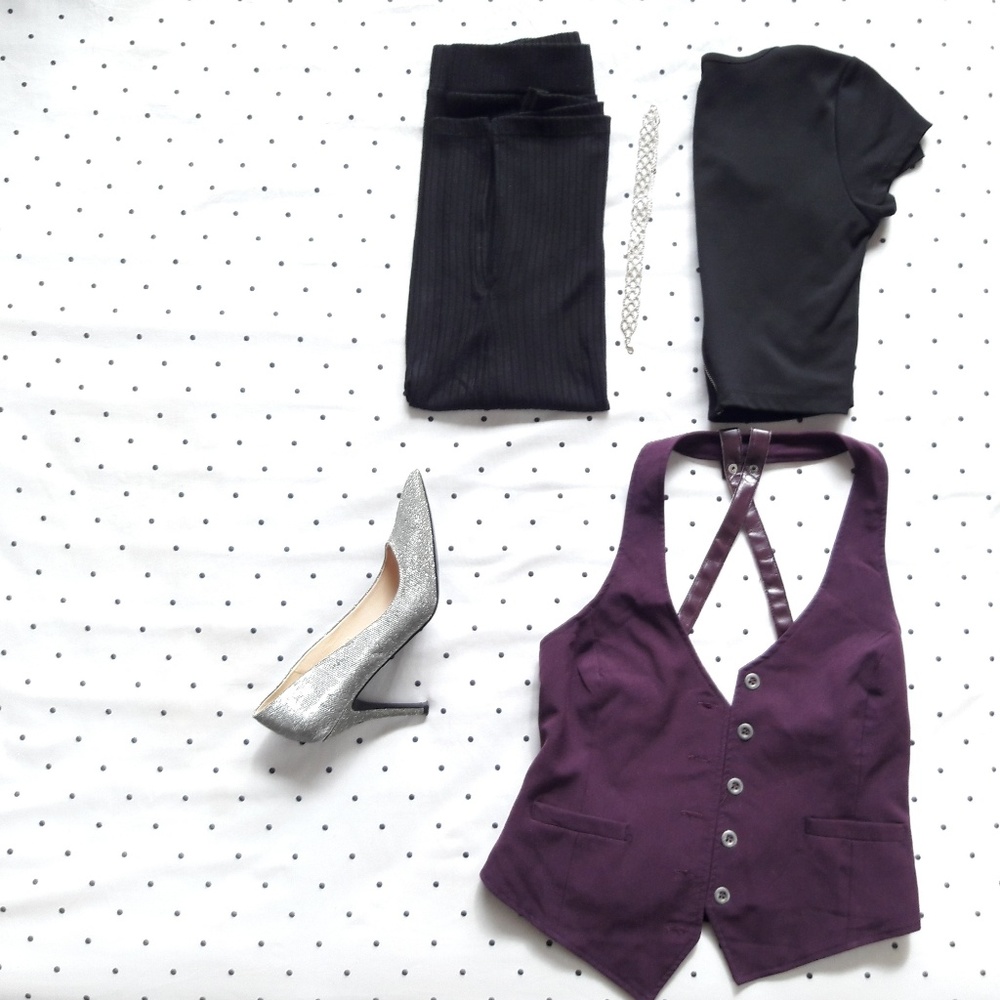 🍇Plum Leather Strap Vest🍆