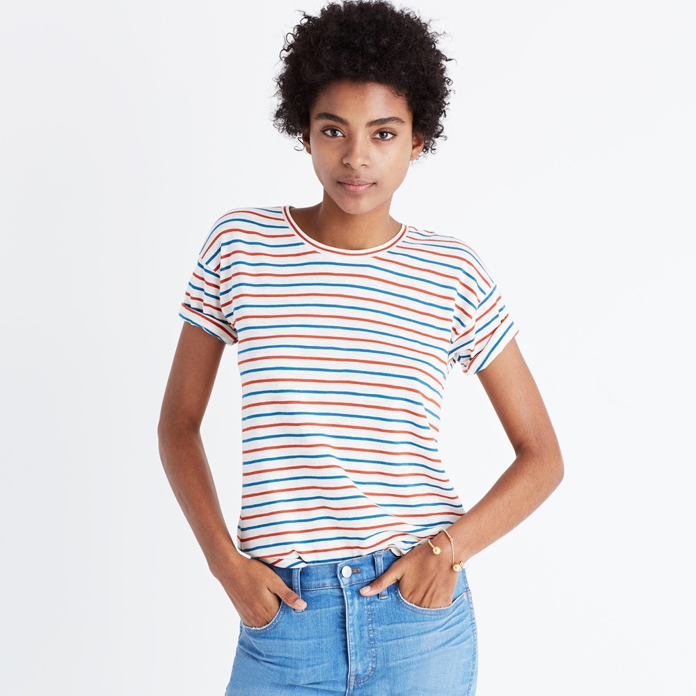 ❌Sold❌Madewell whisper cotton brion stripe tee - Picture 1 of 5
