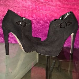 Aldo Black Suede Platform Ankle Boot