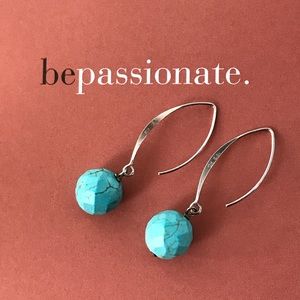Faceted Turquoise Sterling Silver Wire Earrings