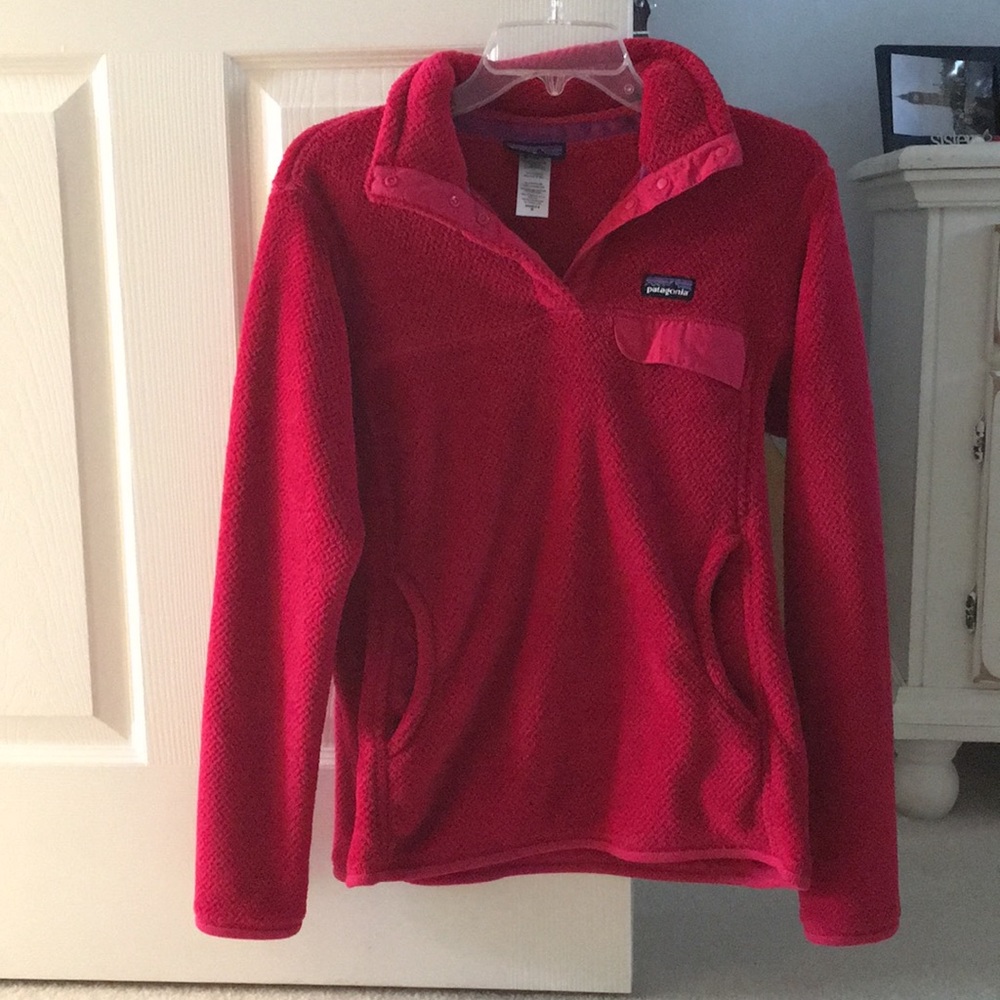 Hot pink button up Patagonia jacket