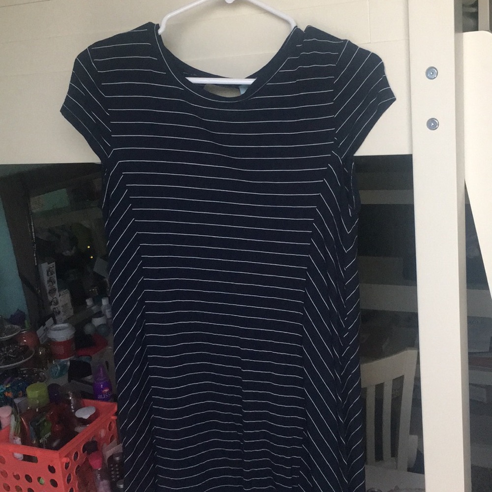 navy blue striped dress