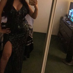 Green maxi sequin dress