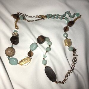 Beaded asymmetrical long necklace