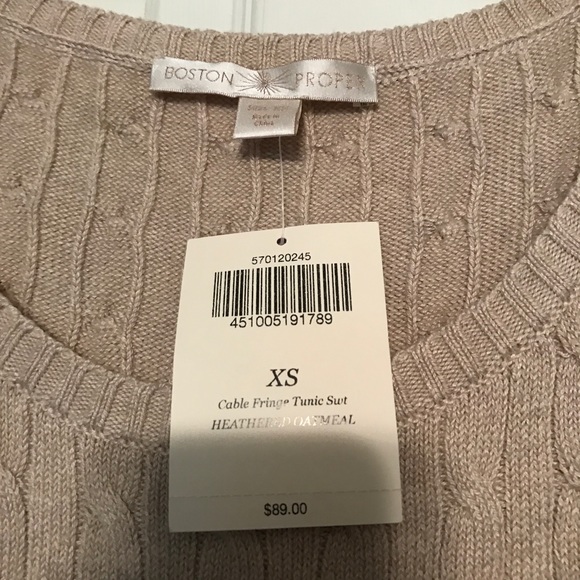 Boston Proper cable fringe tunic sweater XS - Picture 3 of 3