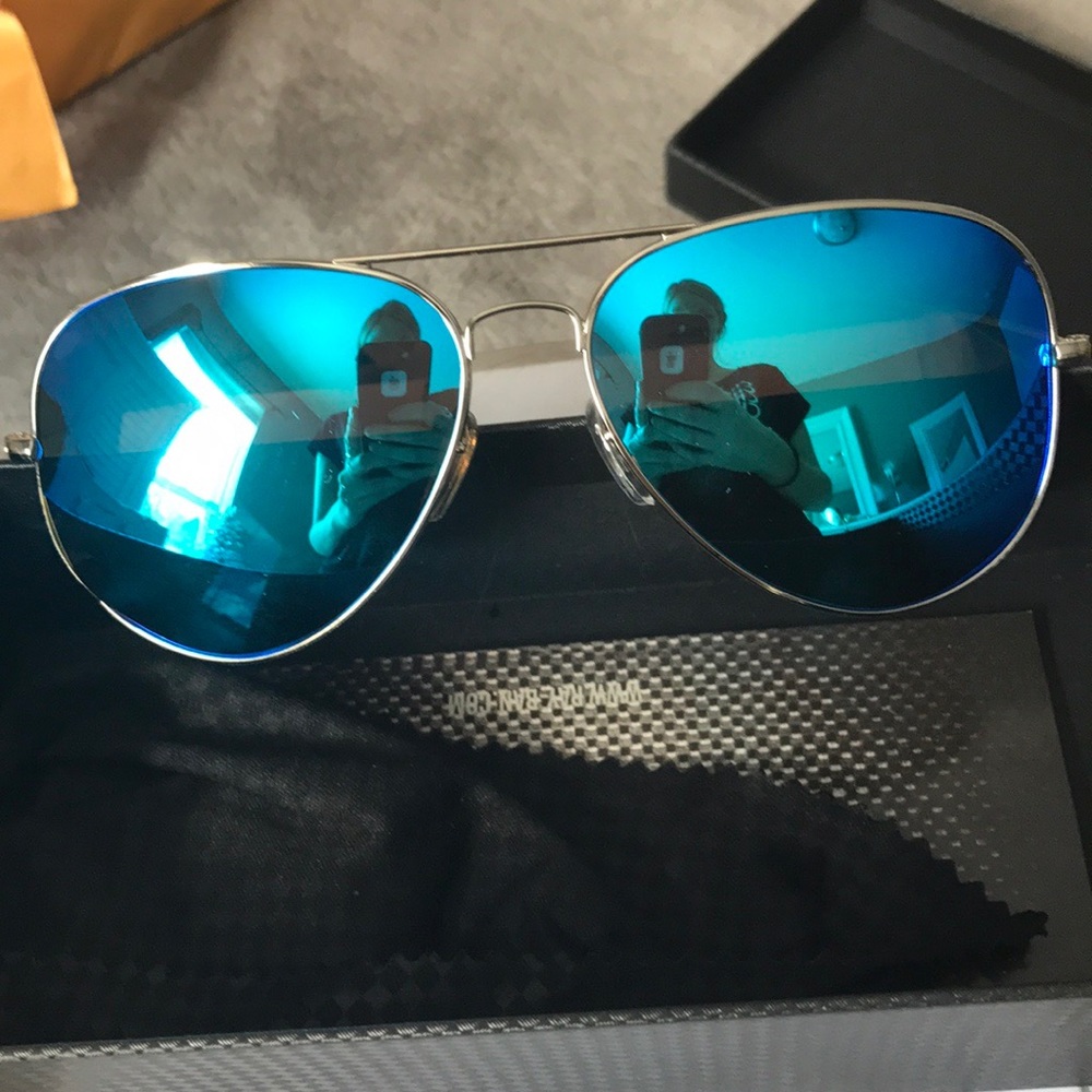 Blue aviator sunglasses