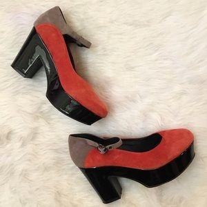 Office London Suede Platform Mary Janes