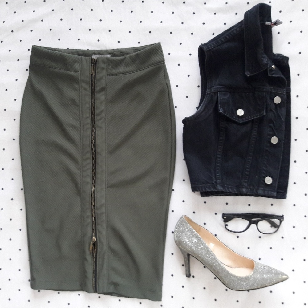 Pencil Skirt w/ Gold Accent Zipper