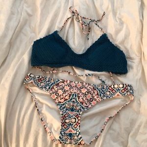 Blue patterned swim suit!