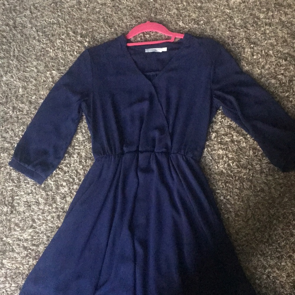 navy blue quarter sleeve dress
