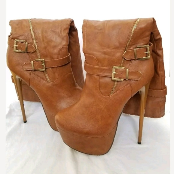 **SOLD** FRH Brown Platform Stiletto Boots 8.5M - Picture 6 of 8