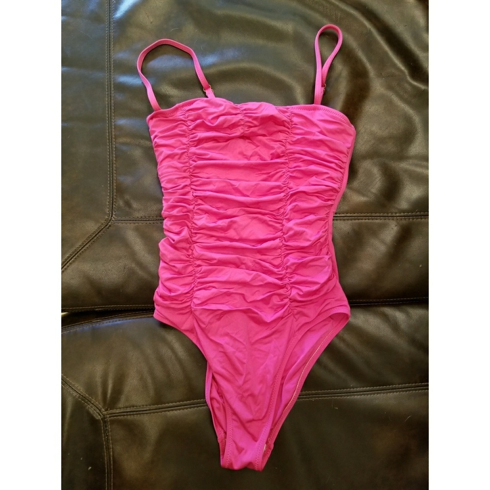 Letarte Ruched Hot Pink One Piece
