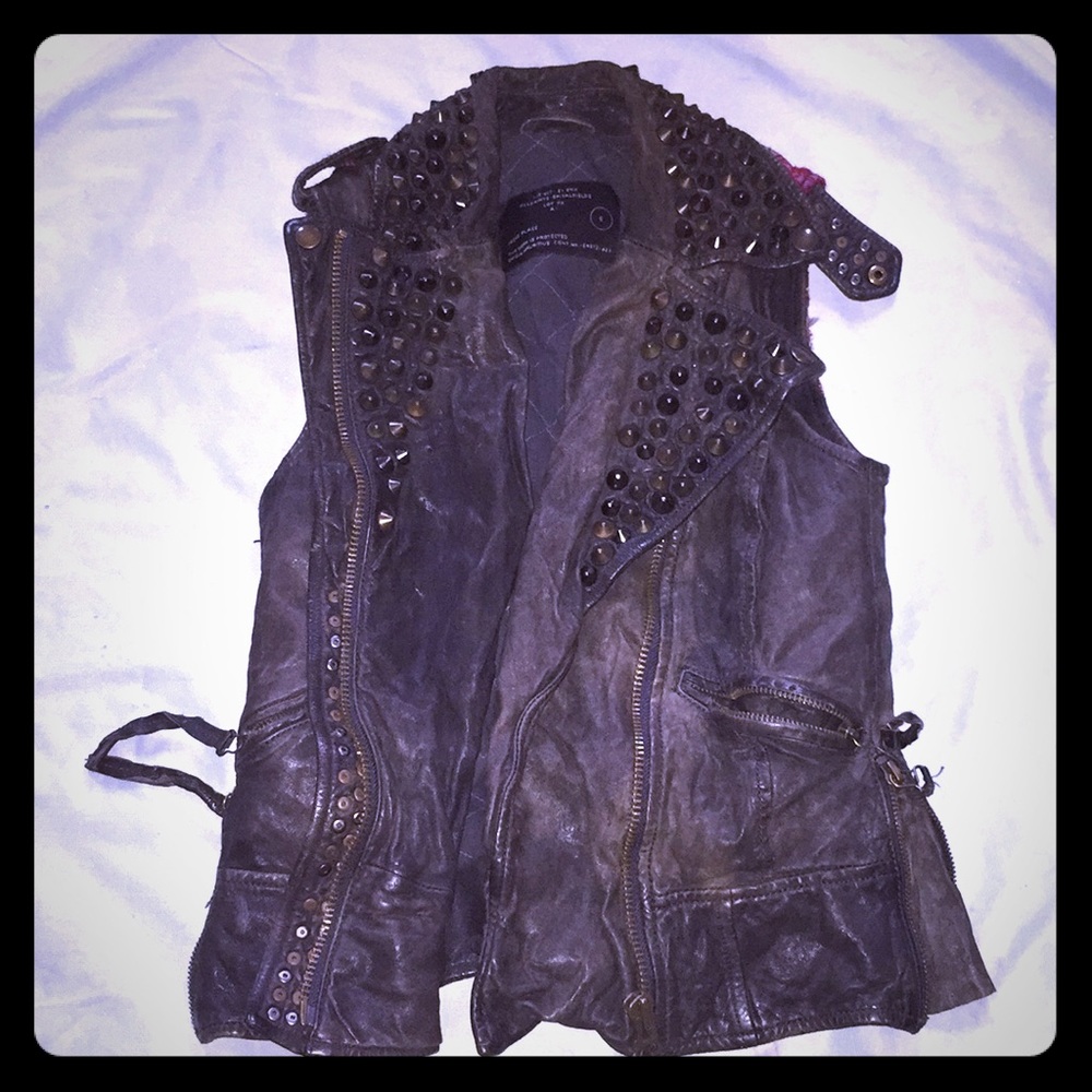 Authentic (Allsaints) REAL leather biker vest.