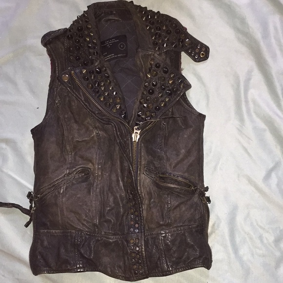 Authentic (Allsaints) REAL leather biker vest. - Picture 2 of 8