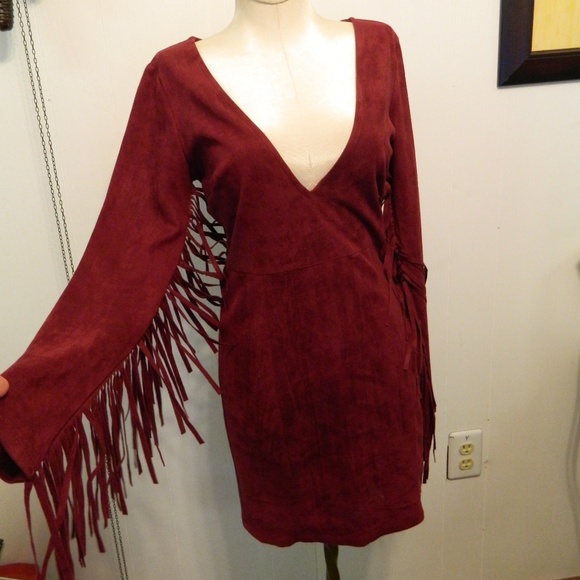 Lulus Dresses & Skirts - LuLu*s Buttery Soft FauxUltra Suede Fringed Dress