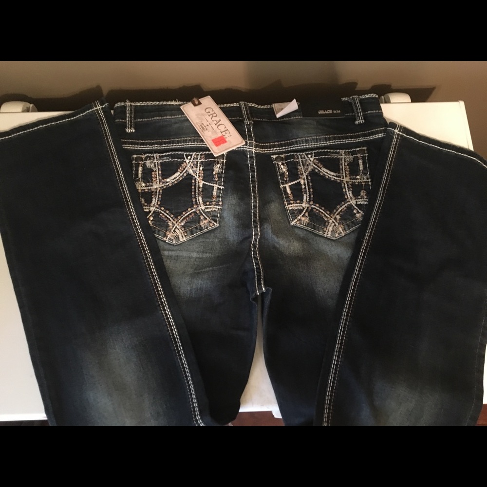 Designer blue jeans