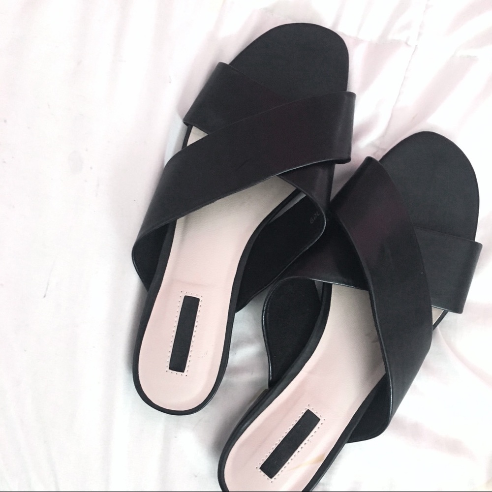 Forever 21 Black Slip-On Sandals