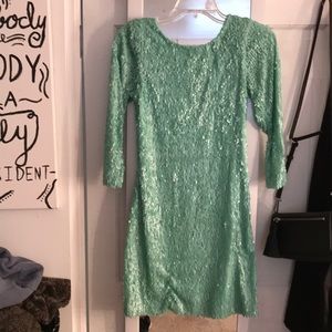 Mint sequined lowball cocktail dress