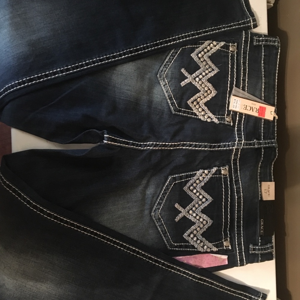 Designer blue jeans
