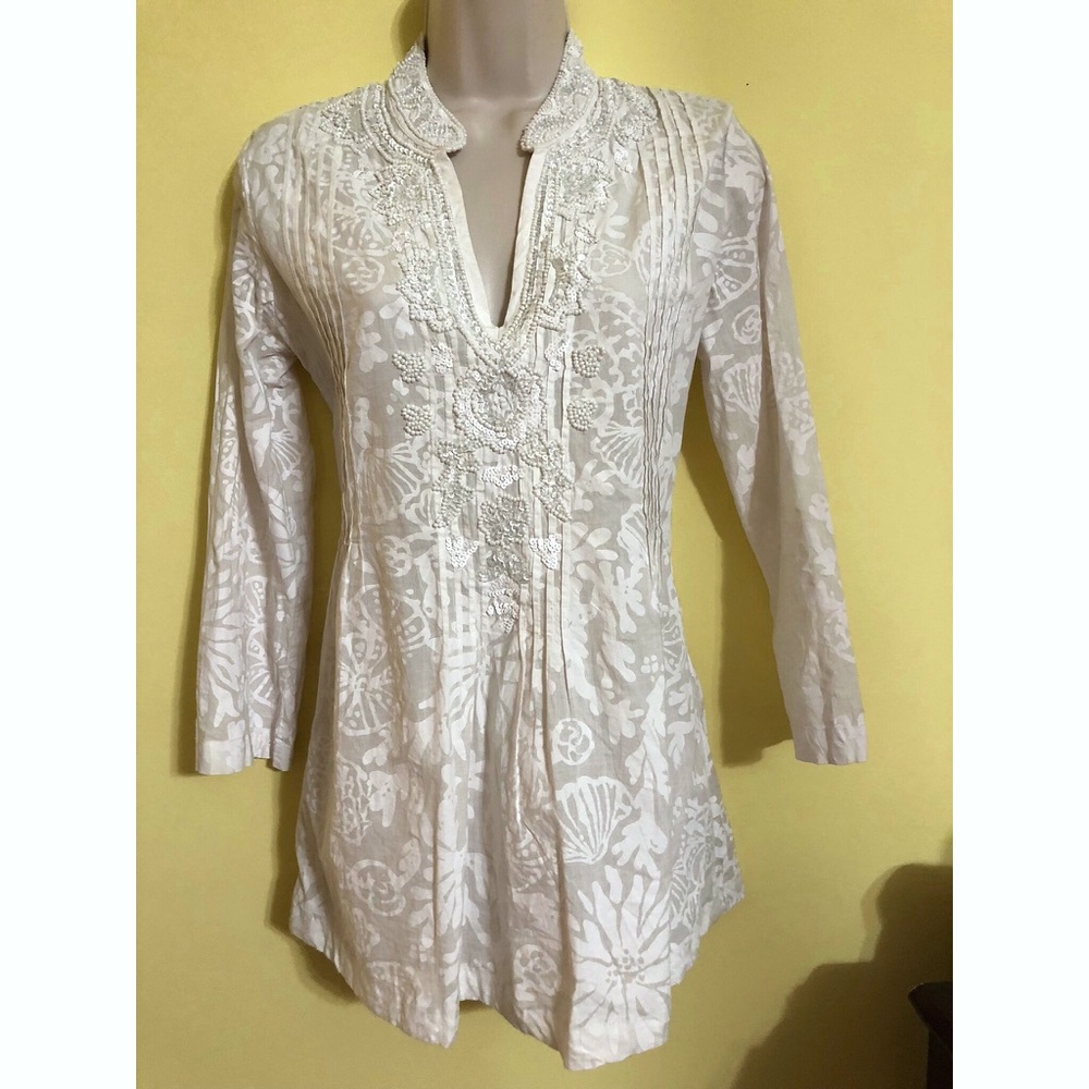 ❌SOLD❌Lilly Pulitzer Sarasota Beaded Tunic Sz Sm - Picture 2 of 8