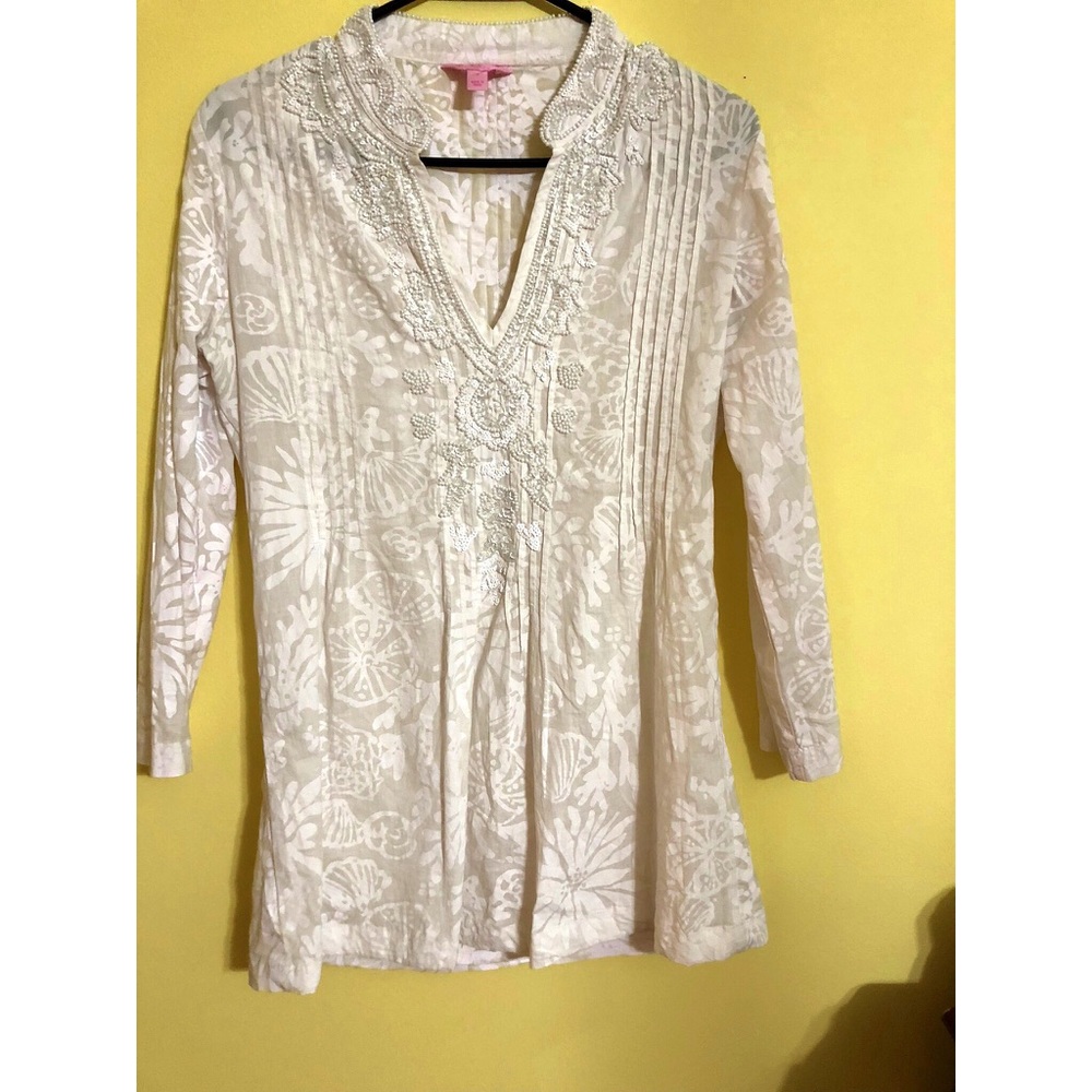 ❌SOLD❌Lilly Pulitzer Sarasota Beaded Tunic Sz Sm - Picture 3 of 8