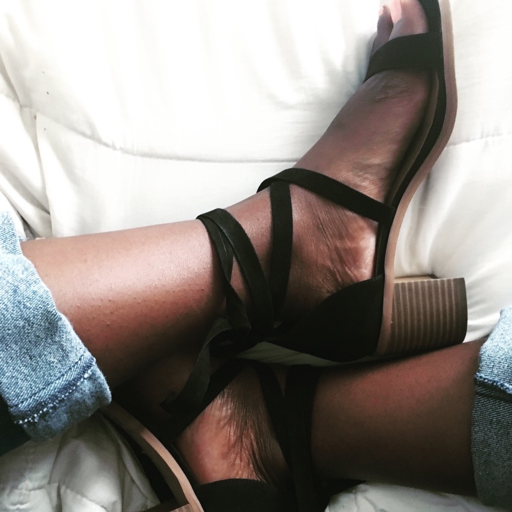 Forever 21 Lace Up Suede Heels
