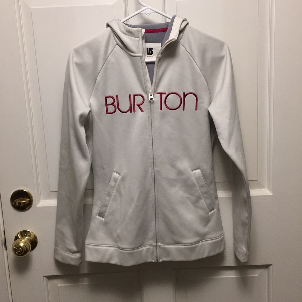 White Burton Zip Up Hoodie