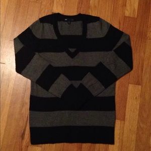 Gap Black and Gray Stripe Luxe Sweater