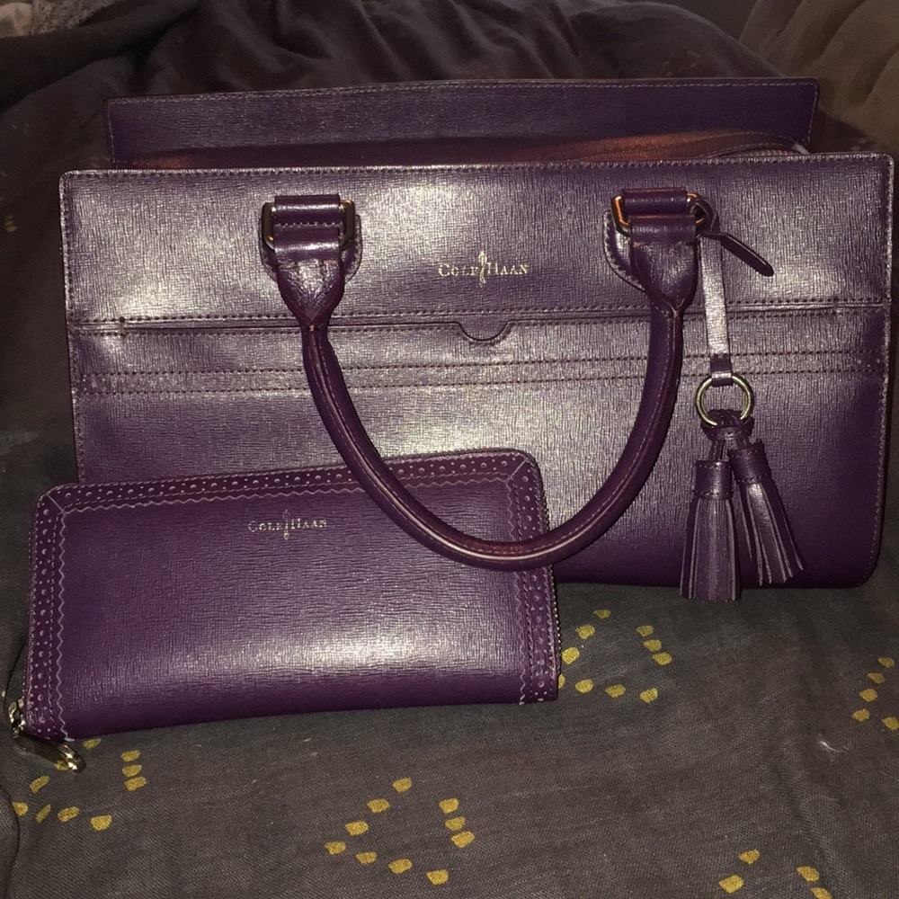 Cole Haan Gladstone satchel & matching zip wallet