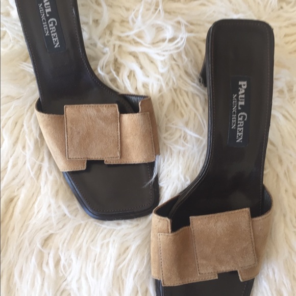 Paul Green Shoes - Paul Green Suede Leather Slides - Nearly New