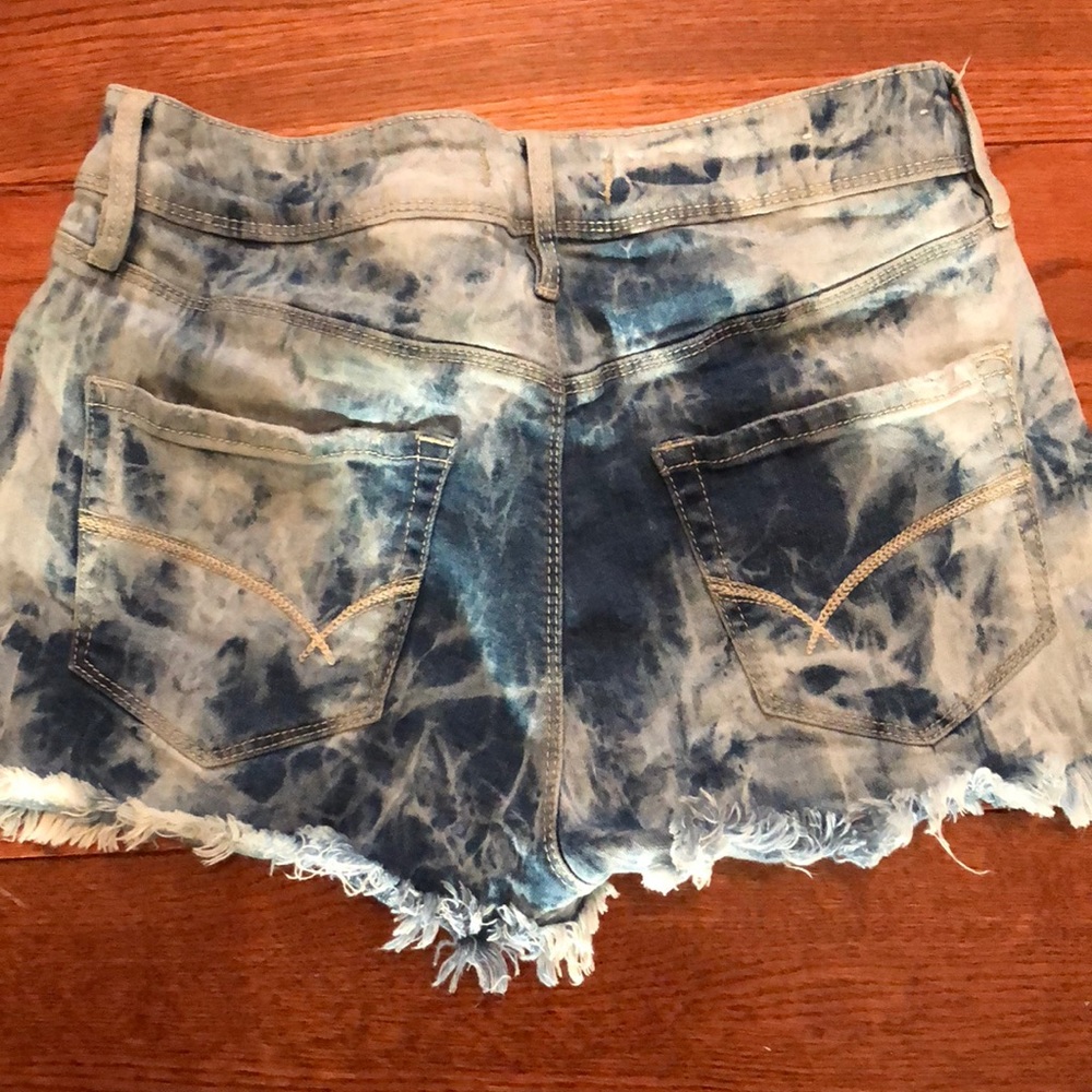 Tie dye jean shorts